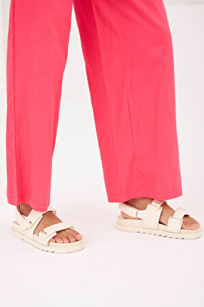 KADIN BELİ LASTİKLİ RAHAT KALIP PAMUK GABARDİN PANTOLON