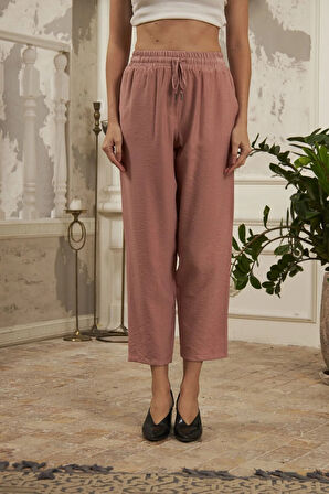 RAHAT KALIP DESENLİ KUMAŞ PANTOLON