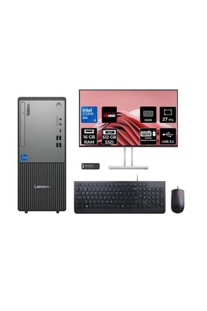 ThinkCentre Neo 50T G6 Ultra 5 225 16GB 512GB SSD RX550/4GB FDOS Masaüstü Bilgisayar + 27"