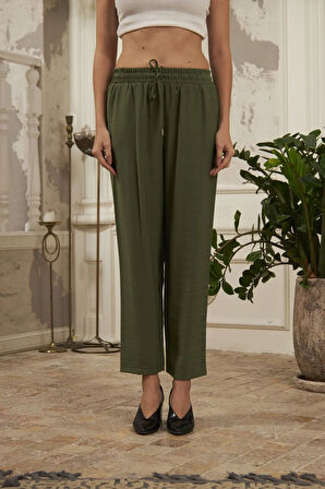 RAHAT KALIP DESENLİ KUMAŞ PANTOLON