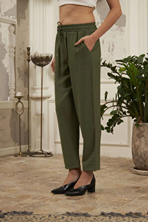 RAHAT KALIP DESENLİ KUMAŞ PANTOLON