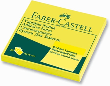 Faber-Castell Yapışkan Notluk, 75x75MM, Fosforlu Sarı