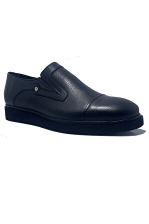 BERENNİ M15 Siyah Bağcıksız Hakiki Deri Günlük Klasik Erkek Ayakkabı