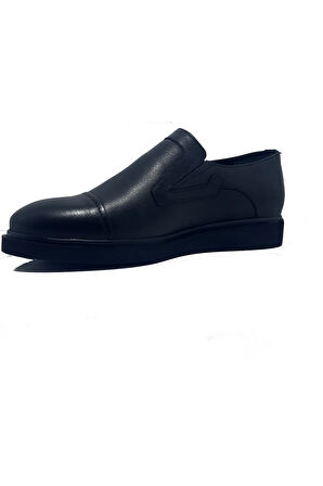 BERENNİ M15 Siyah Bağcıksız Hakiki Deri Günlük Klasik Erkek Ayakkabı