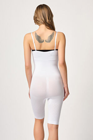 BEYAZ MI Emay 2093 Ön Agraflı Göğsü Açık Paçalı Boy Korse