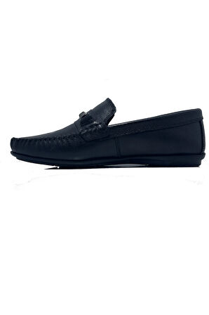 Ayaktarz Golden shoes Siyah Desenli Hakiki Deri Günlük Erkek Loafer Ayakkabı