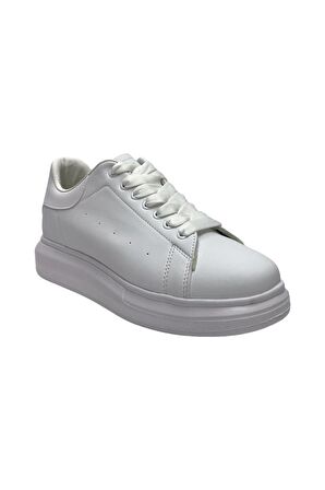 Unisex Yüksek Taban Günlük Spor Sneaker Ayakkabı Beyaz