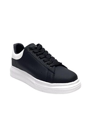 Unisex Yüksek Taban Günlük Spor Sneaker Ayakkabı Siyah-Beyaz