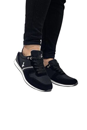 Erkek Günlük Casual Sneaker Ayakkabı Siyah-Beyaz Leona