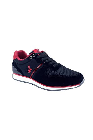 Erkek Günlük Casual Sneaker Ayakkabı Siyah-Kırmızı Leona
