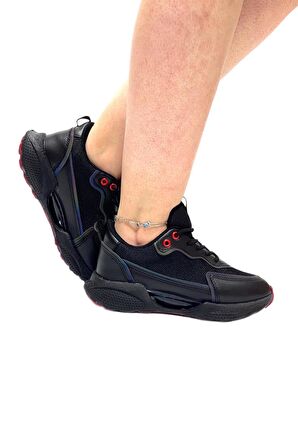 Yüksek Taban Kadın Spor Ayakkabı Sneaker Siyah