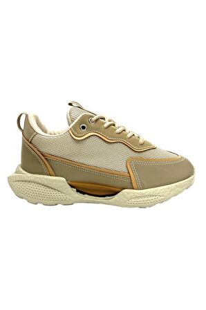 Yüksek Taban Kadın Spor Ayakkabı Sneaker Bej