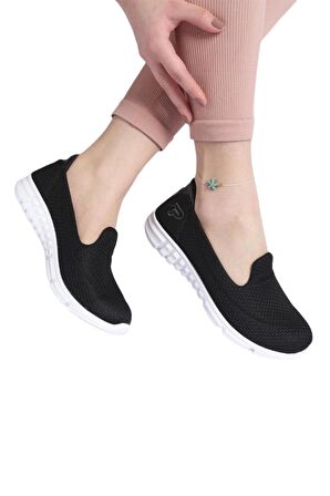 Memory Form Ortopedik Taban Günlük Yürüyüş Ayakkabısı Siyah-Beyaz