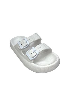 Unisex Beyaz Çift Tokalı Medikal Hafif Eva Terlik