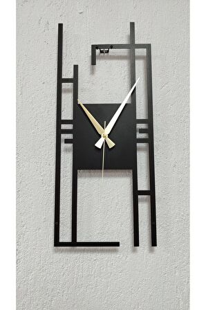 Carisma Metal Siyah Dikdörtgen Duvar Saati - Ev / Ofis Saati - Hediye Saat - 60 x 26 Cm