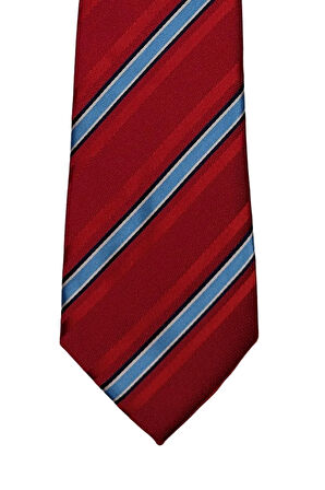Mavi Çizgili 8 Cm Genişliğinde Klasik Kırmızı Kravat