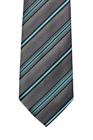 Gri Mavi Çizgili Kravat