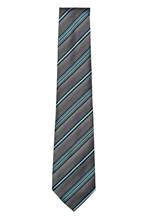 Gri Mavi Çizgili Kravat