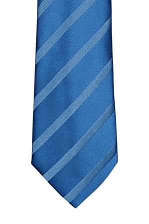 Mavi Çizgili 8 Cm Genişliğinde Klasik Saten Kravat
