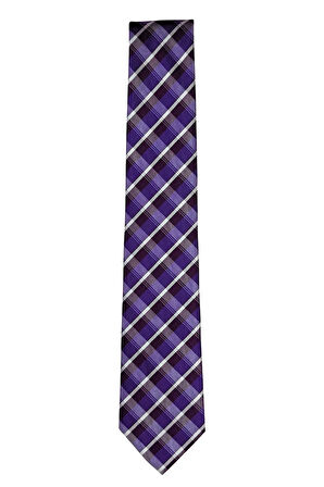 Mor Ekose Desenli 7 Cm Genişliğinde Ince Kravat