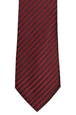 8 Cm Genişliğinde Çizgili Klasik Bordo Kravat