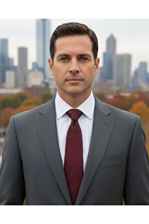 8 Cm Genişliğinde Çizgili Klasik Bordo Kravat