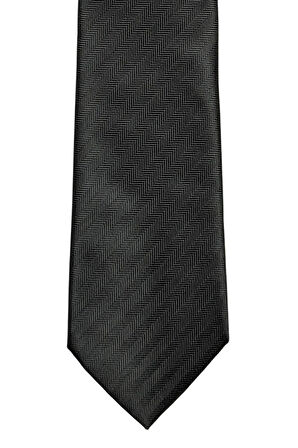 7 Cm Genişliğinde Siyah Çizgili Ince Kravat