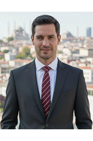 Beyaz Çizgili 8 Cm Genişlğinde Bordo Kravat