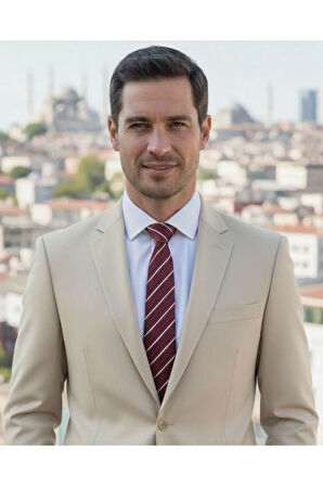 Beyaz Çizgili 8 Cm Genişlğinde Bordo Kravat