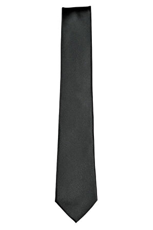 Düz Siyah Saten Dokuma 7 Cm Genişliğinde Erkek Kravat