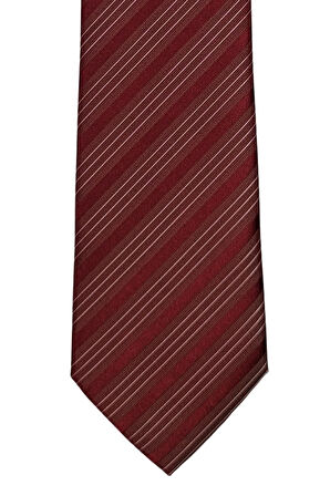 Bordo Çizgili Klasik Kravat