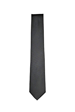 Kendinden Desenli 7 Cm Genişliğinde İnce Siyah Kravat