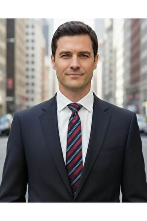 Bordo Lacivert Çizgili 8 Cm Genişliğinde Klasik Kravat