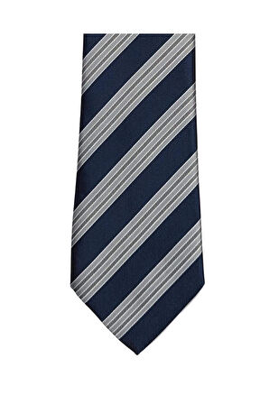 Gri Lacivert Çizgili 8 Cm Genişliğinde Klasik Kravat