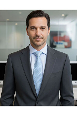 Açık Mavi Çizgili Klasik Kravat