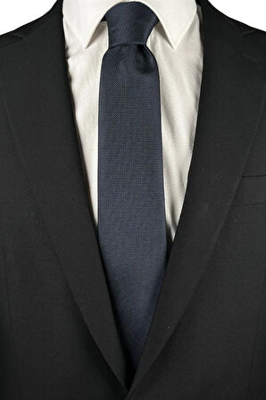 Siyah-lacivert Desenli Ince Kravat