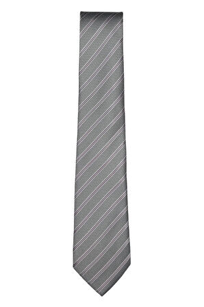 Gri Ince Çizgili Kravat