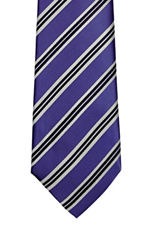 8 Cm Genişliğinde Lila Renkli Çizgili Klasik Kravat