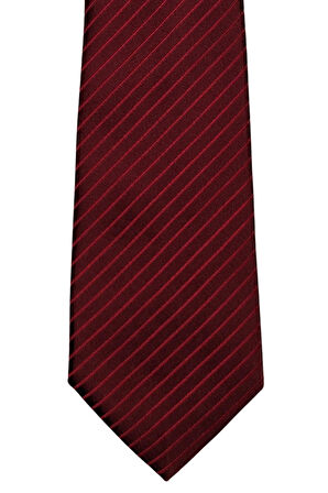 8 Cm Genişliğinde İnce Çizgili Klasik Bordo Kravat