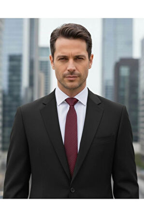 8 Cm Genişliğinde İnce Çizgili Klasik Bordo Kravat