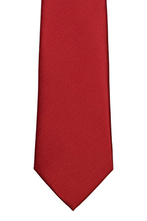 Kendinden Desenli 7 Cm Genişliğinde Ince Kırmızı Kravat