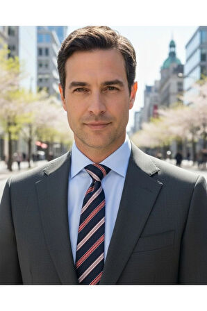 Lacivert Kırmızı Çizgili 8 Cm Genişliğinde Klasik Kravat