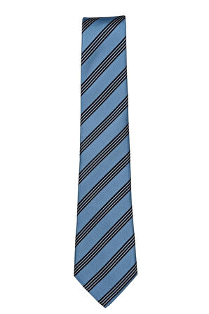 Açık Mavi Çizgili Klasik Kravat