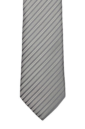 7 Cm Genişliğinde Gri Çizgili Ince Kravat
