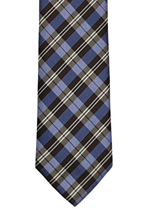 Kahverengi Ekose Desenli 7 Cm Genişliğinde Ince Kravat