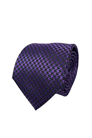 7 Cm Genişliğinde Mor Renkli Desenli Ince Kravat