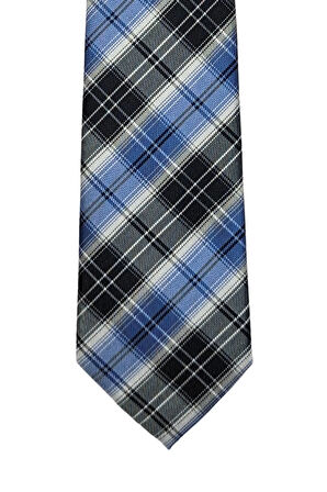 Mavi Lacivert Ekose Desenli 7 Cm Genişliğinde İnce Kravat