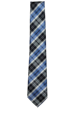 Mavi Lacivert Ekose Desenli 7 Cm Genişliğinde İnce Kravat