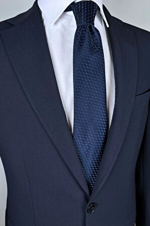 Lacivert Desenli 8 Cm Genişliğinde Klasik Kravat