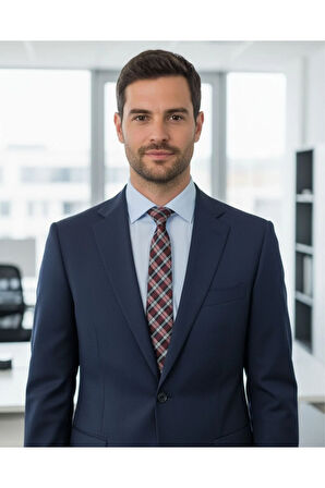 Bordo Renkli Ekose Desenli 7 Cm Genişliğinde Ince Kravat